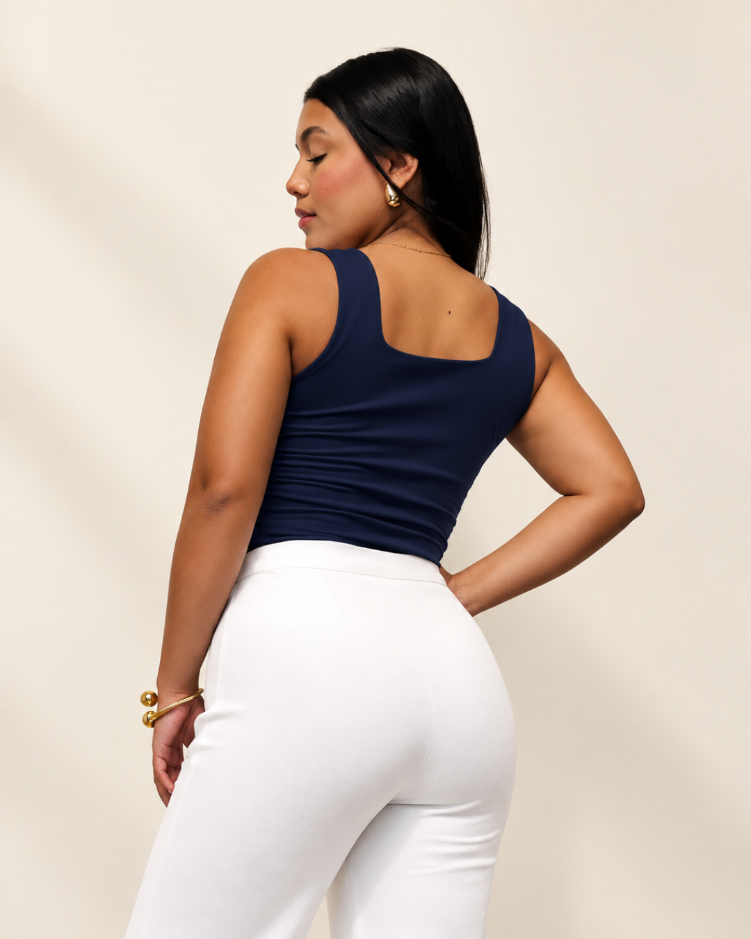 Blusa Básica Cora Azul Oscuro