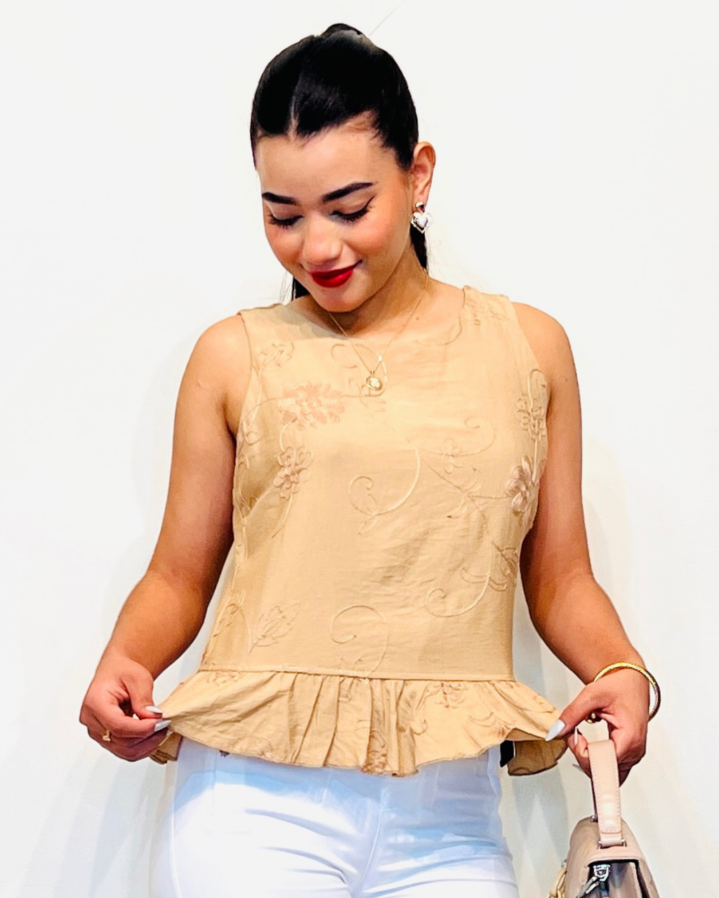 Blusa Coquette Camel