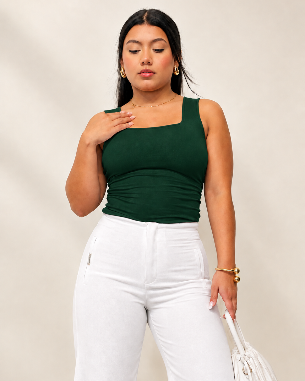 Blusa Básica Cora Verde Botella