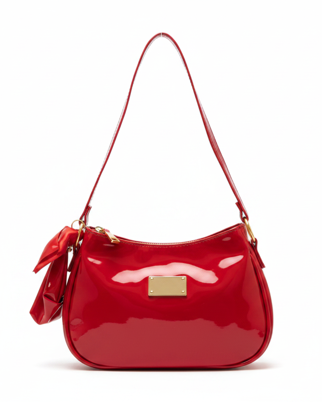 Bolso cartera más monedero en charol rojo