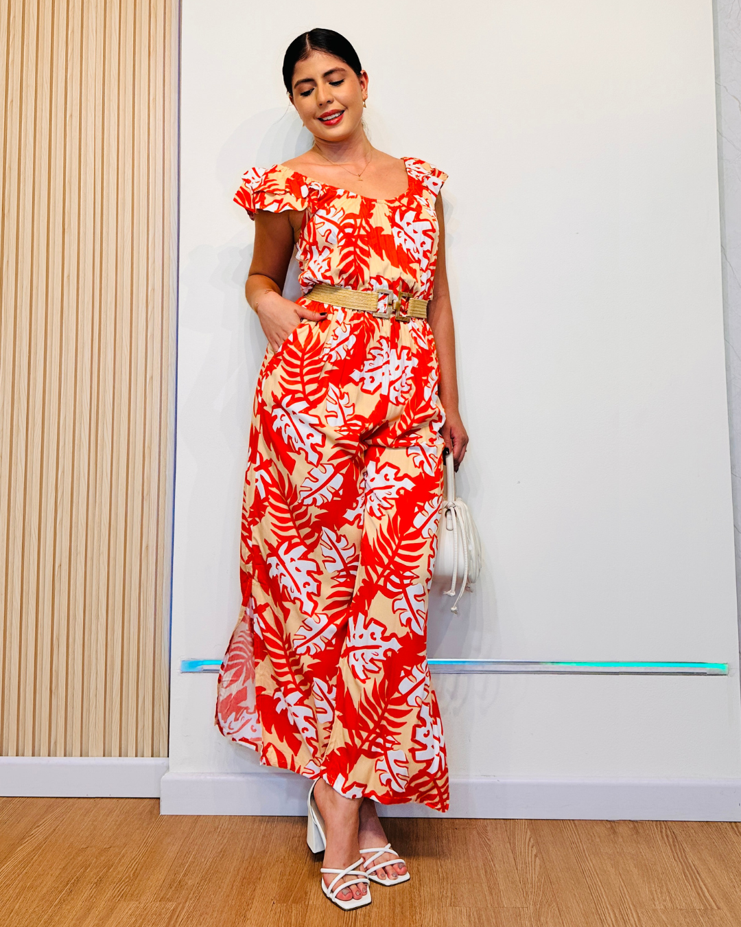 Enterizo Flor Angela Naranja