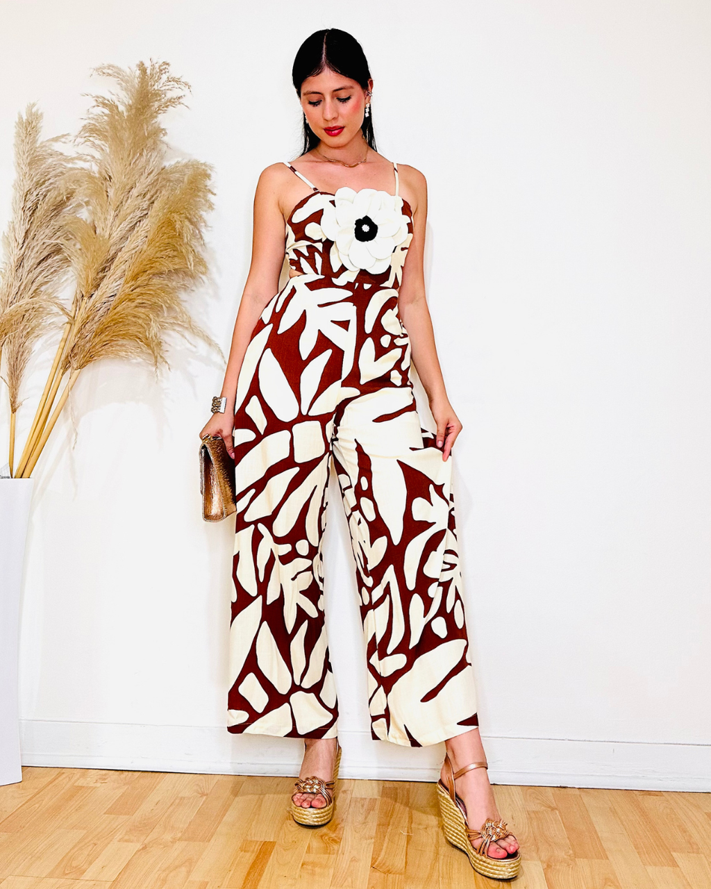 Enterizo Flor Maria Canela