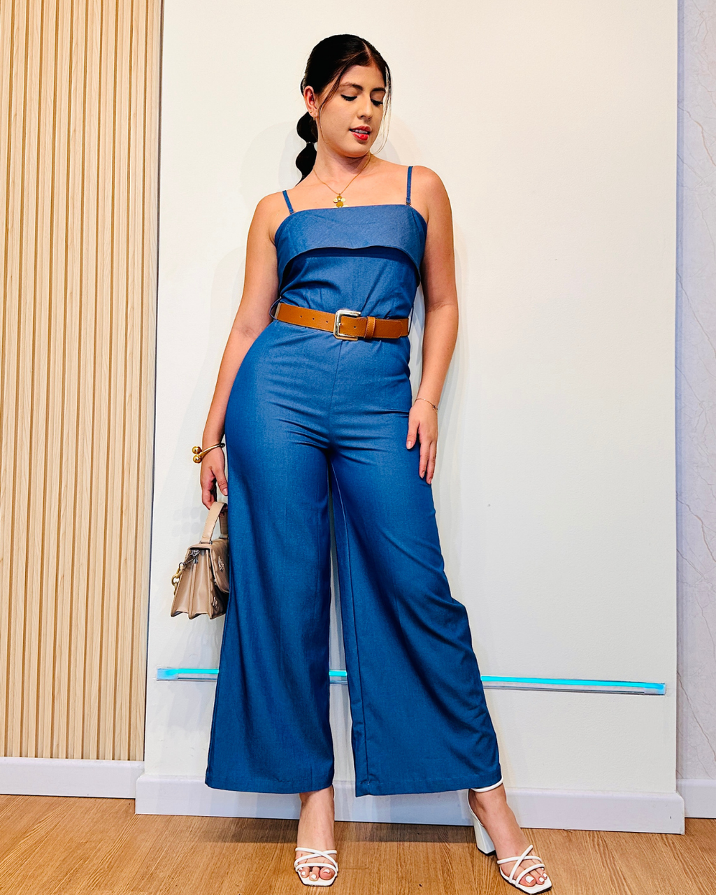 Enterizo Regina Demin Claro