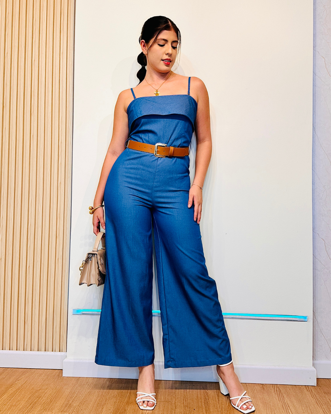 Enterizo Regina Demin Claro