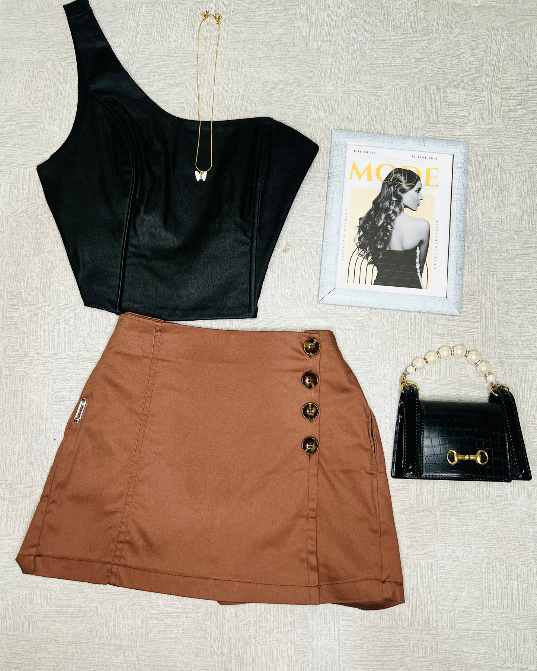 Falda Short Ariana café