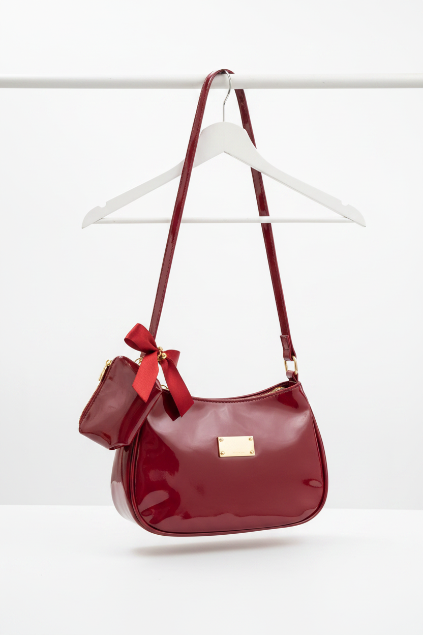 Bolso cartera más monedero en charol