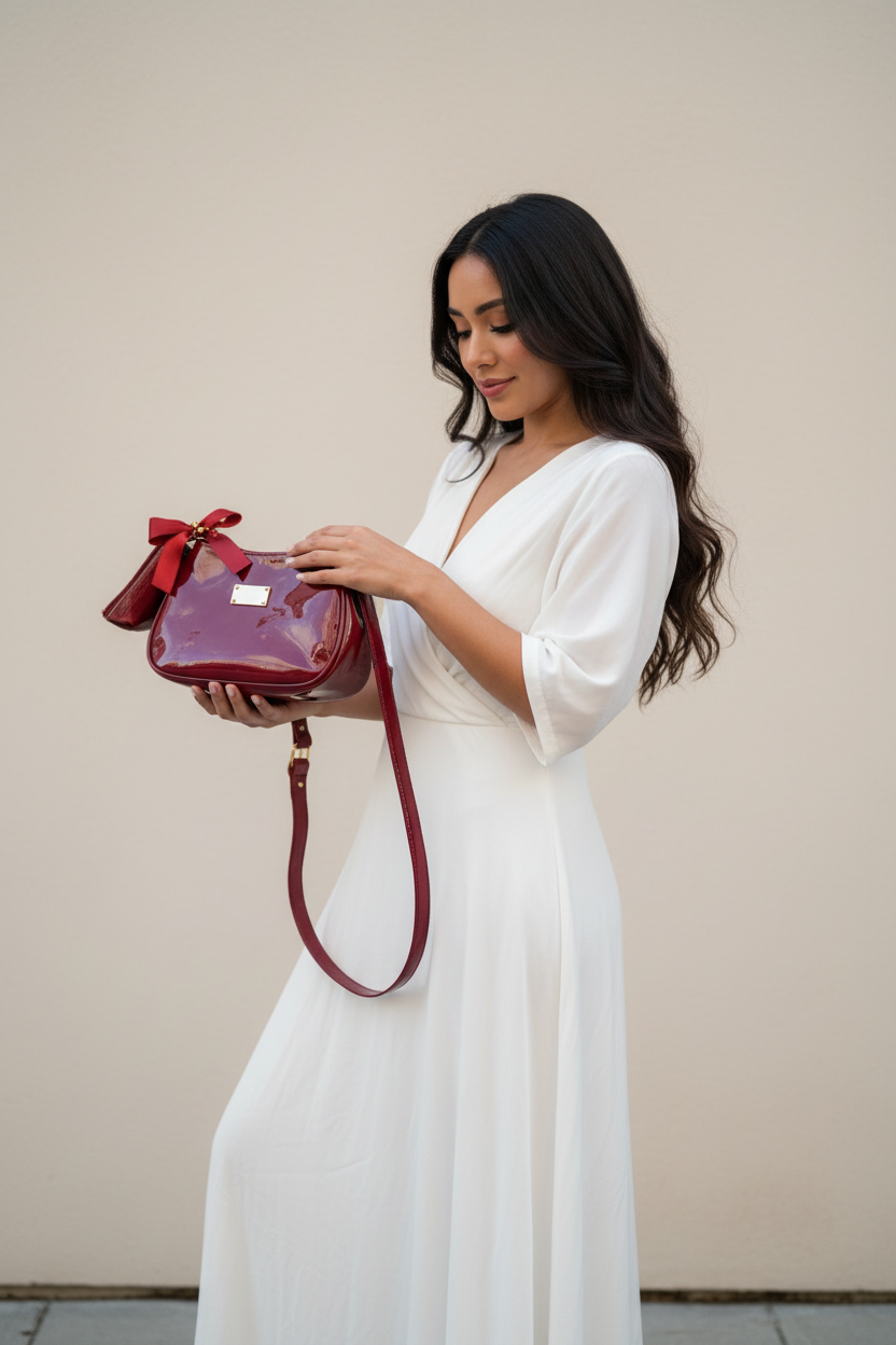 Bolso cartera más monedero en charol