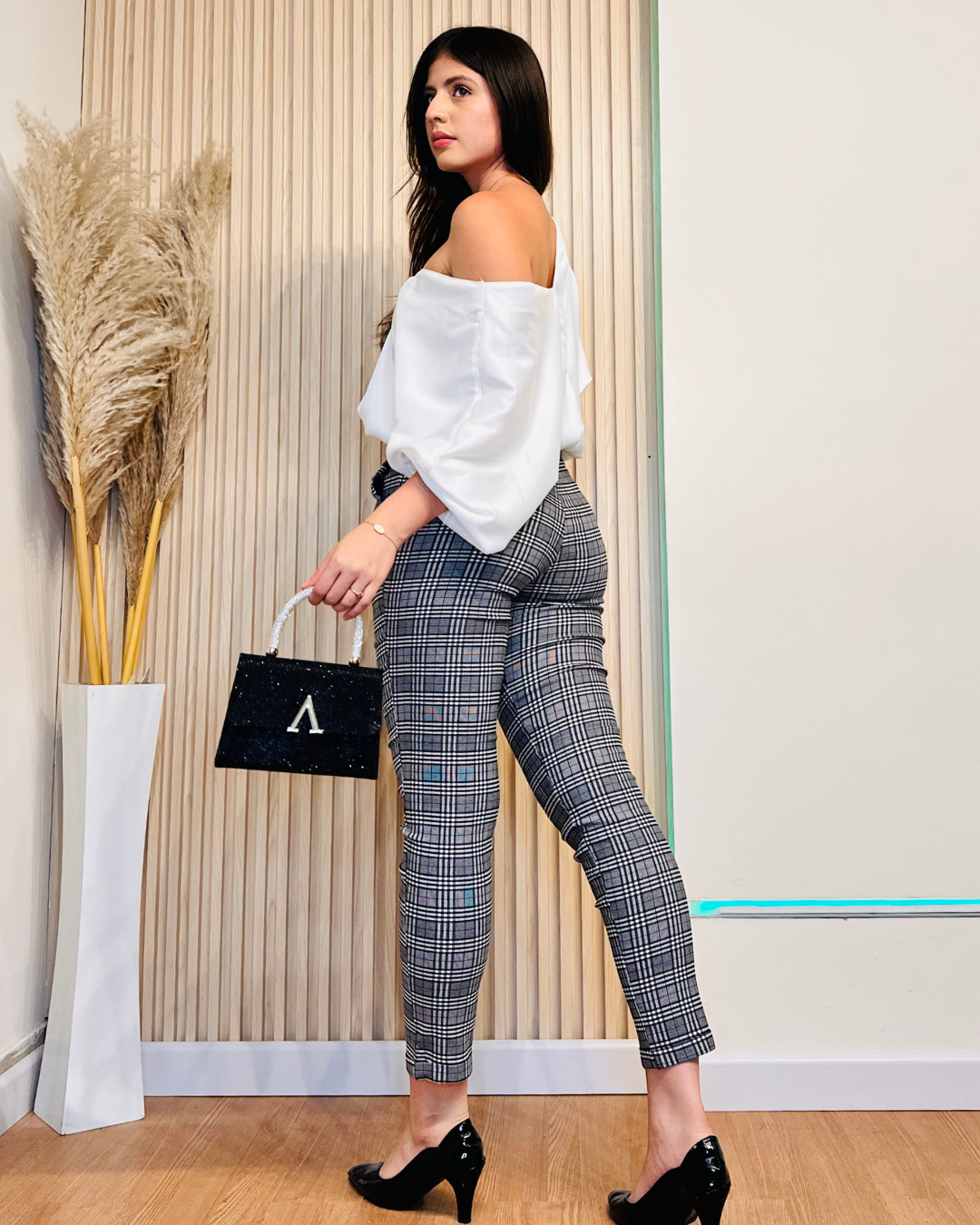 Pantalón Mia Cuadros Negro