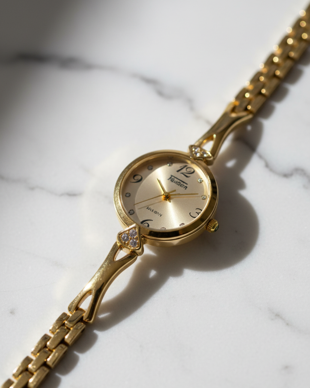 Reloj Femenino Dorado Elegante | Brazalete Dorado Esfera Champagne