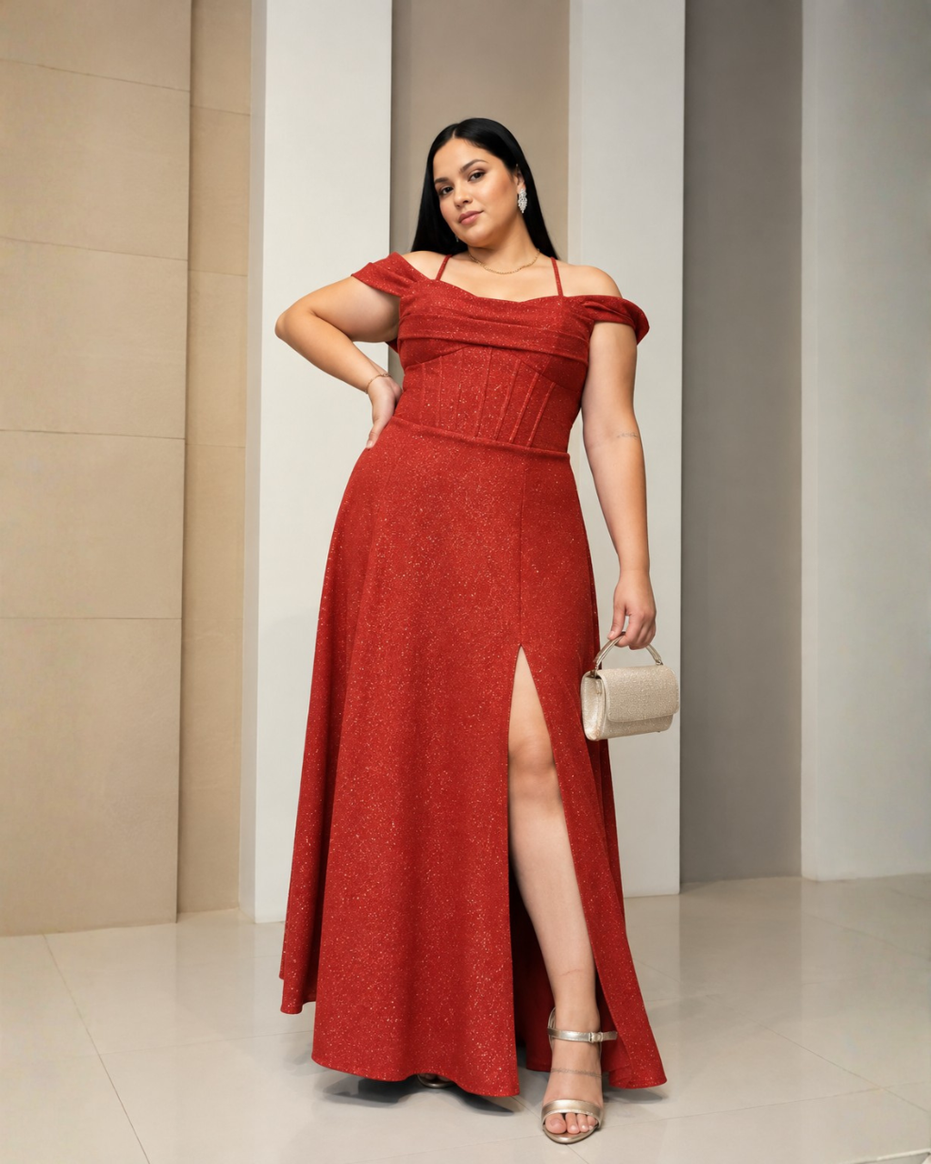 Vestido largo Aurora Terracota