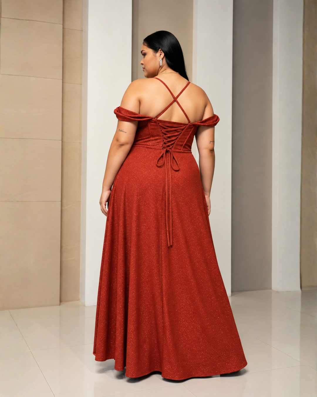 Vestido largo Aurora Terracota