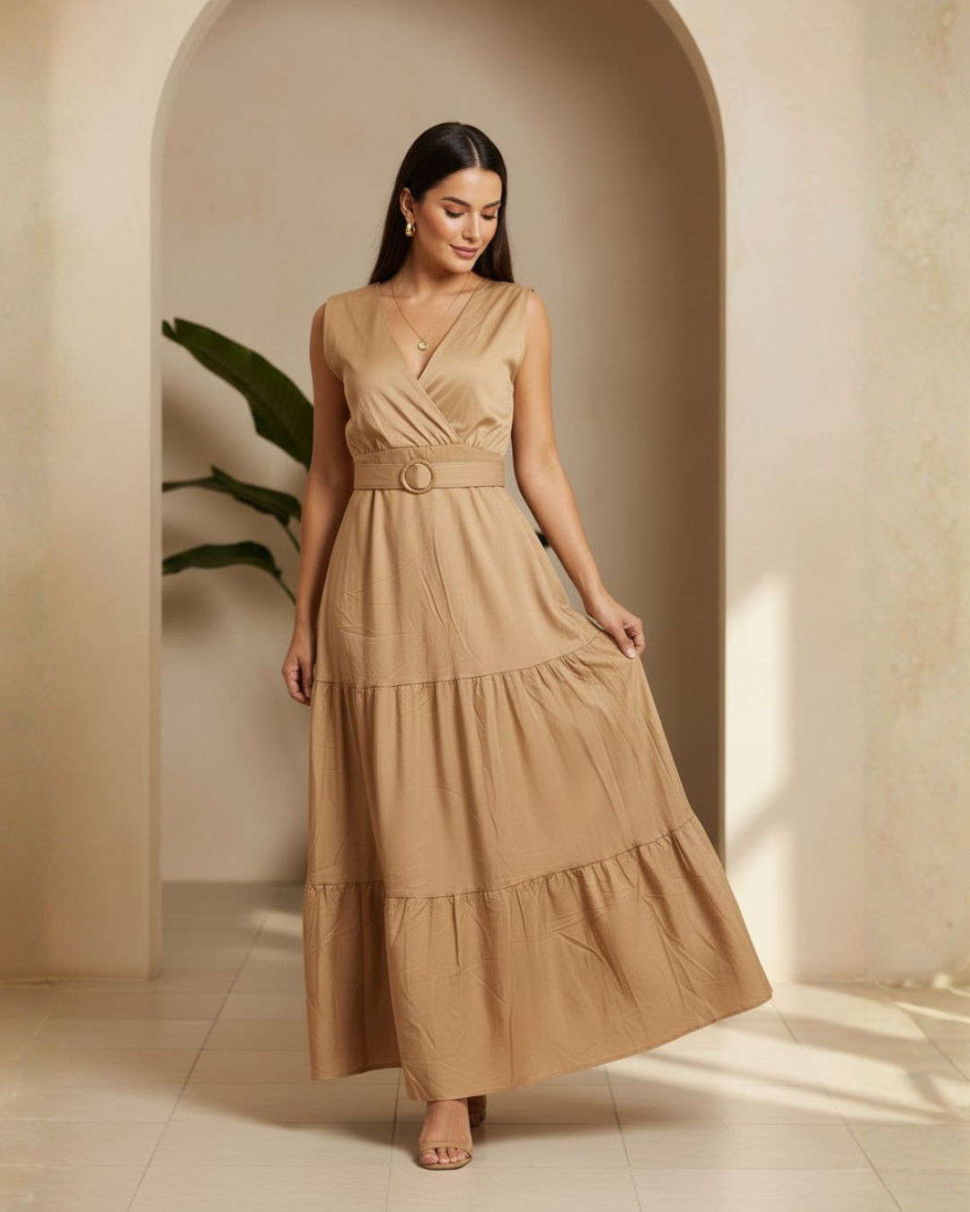 Vestido Ester Camel