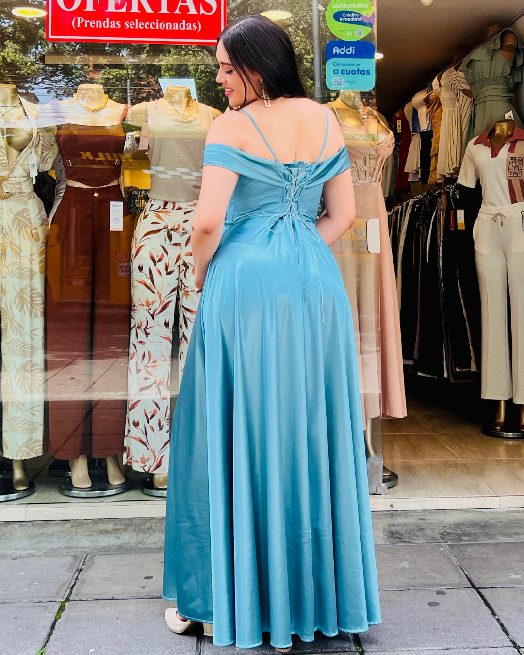 Vestido Largo Ainara Verde Agua