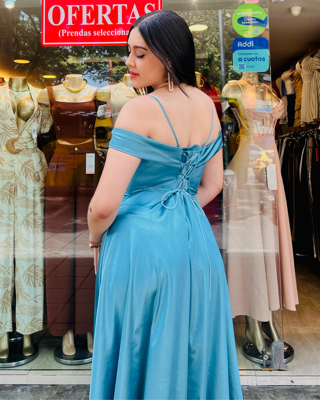 Vestido Largo Ainara Verde Agua