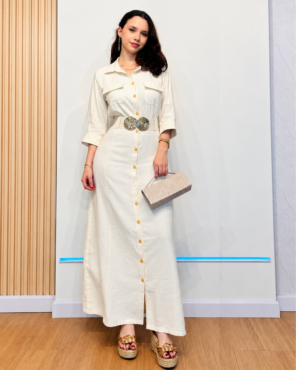 Vestido Largo Margoth Beige
