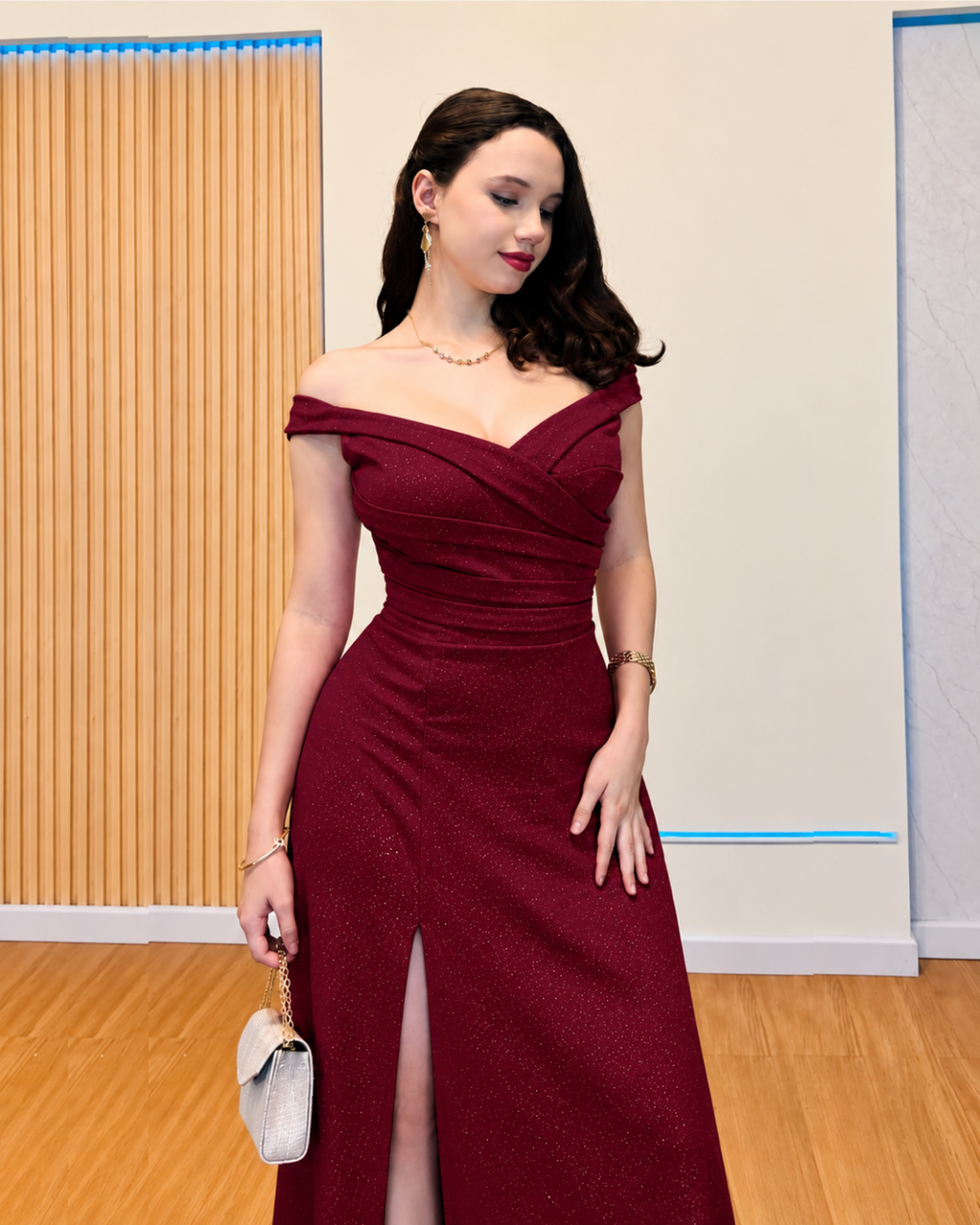 Vestido Largo Xiomara Vinotinto