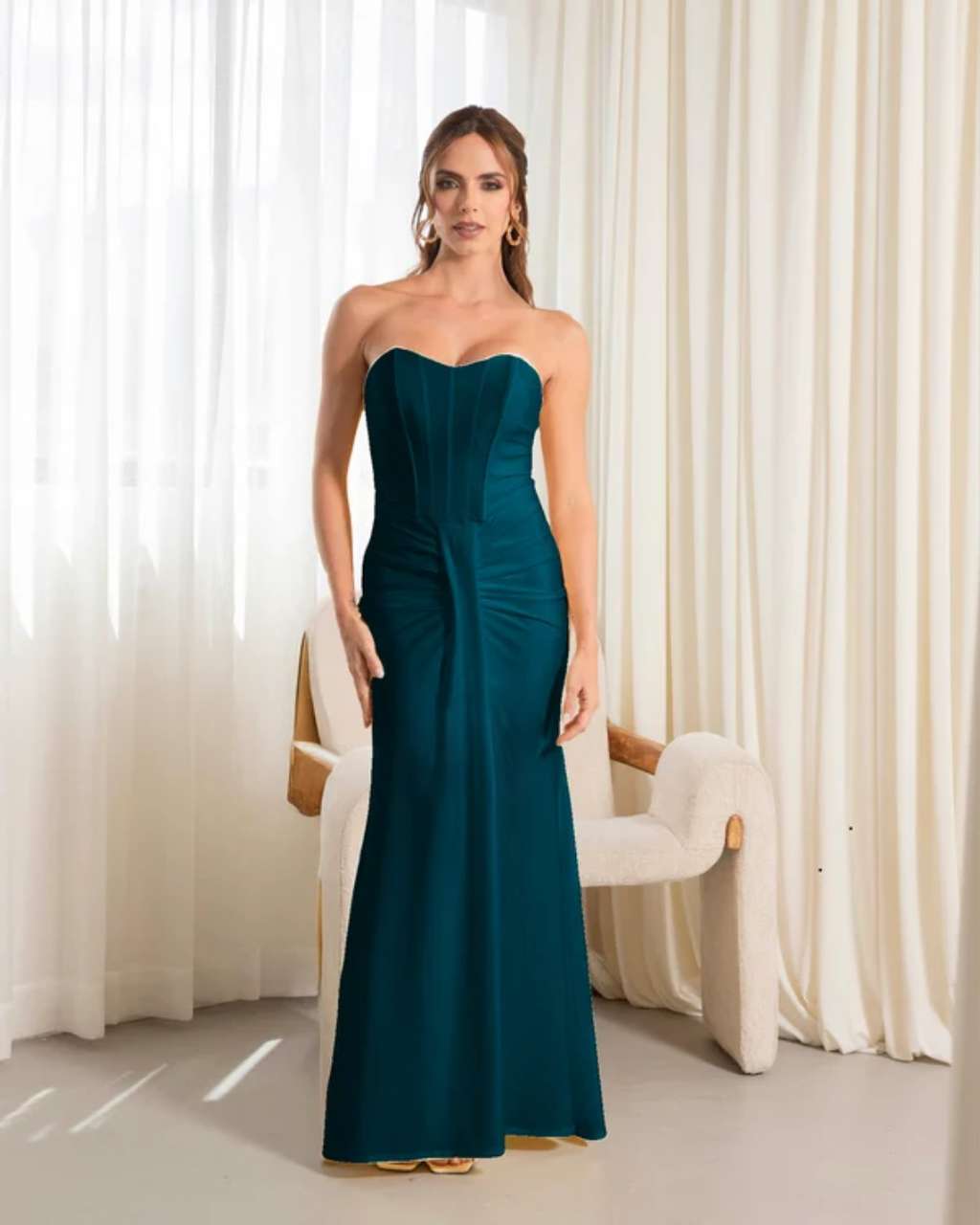 Vestido Saida Azul Petroleo