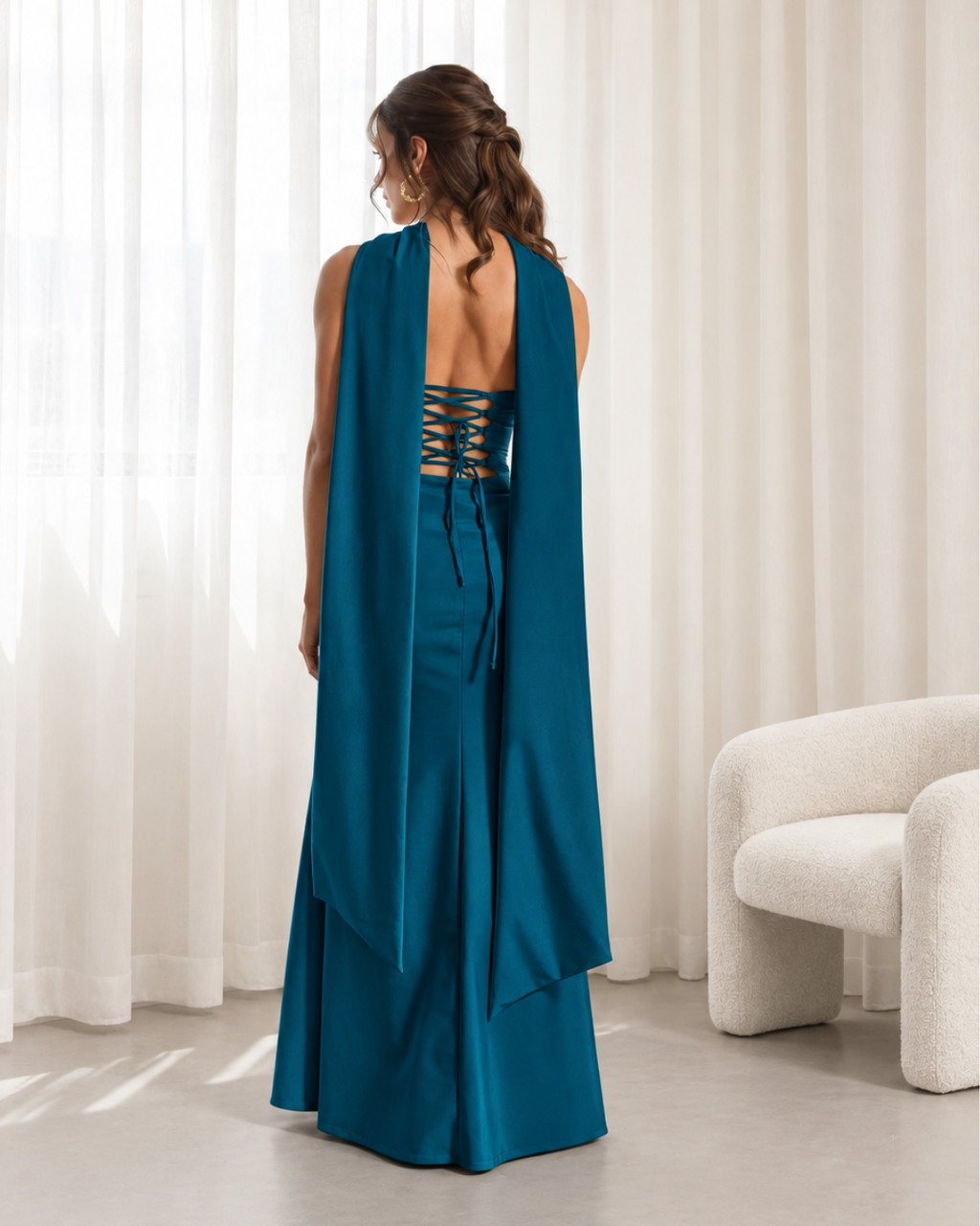 Vestido Saida Azul Petroleo