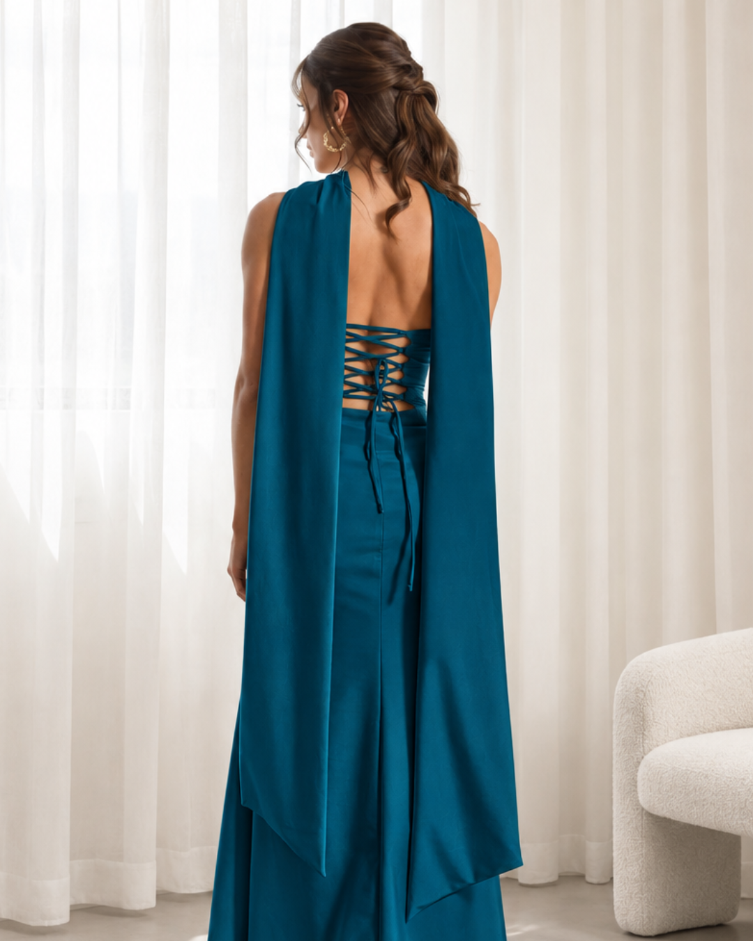 Vestido Saida Azul Petroleo