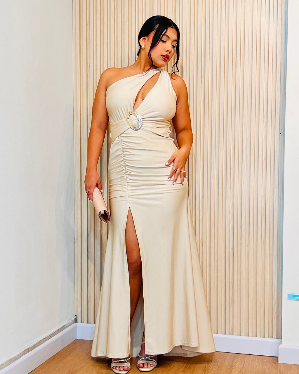 Vestido Largo Teresa Beige