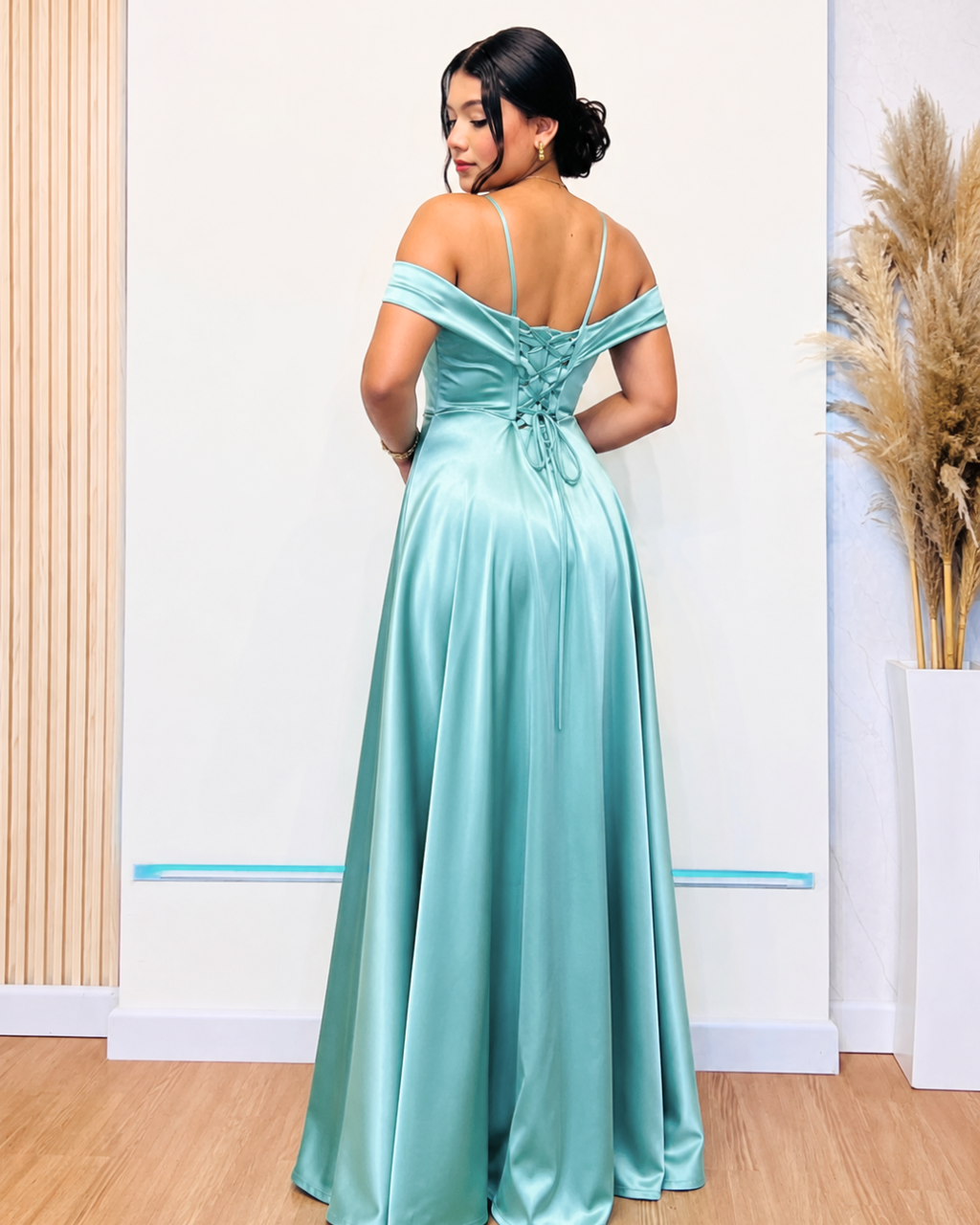 Vestido Largo Ainara Verde Agua