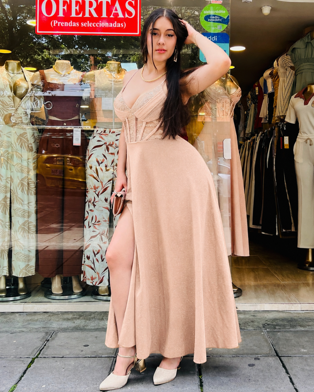 Vestido Largo Karla Beige