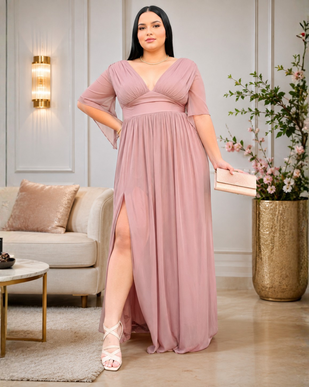 Vestido Largo Maritza Rosado