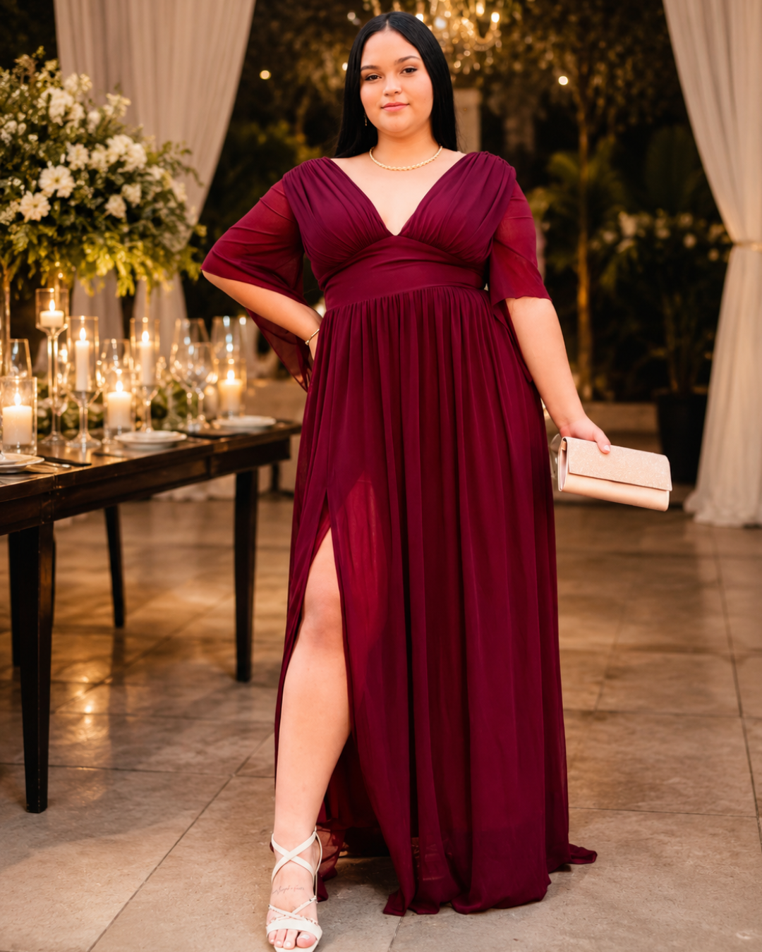 Vestido Largo Maritza Vinotinto