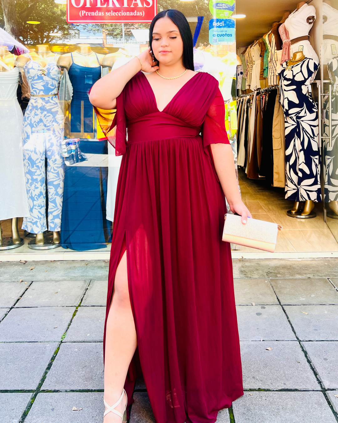 Vestido Largo Maritza Vinotinto