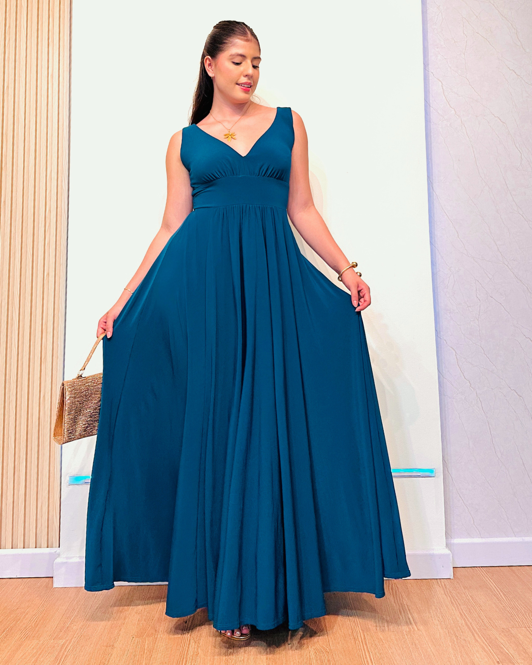 Vestido Velvet Verde Botella