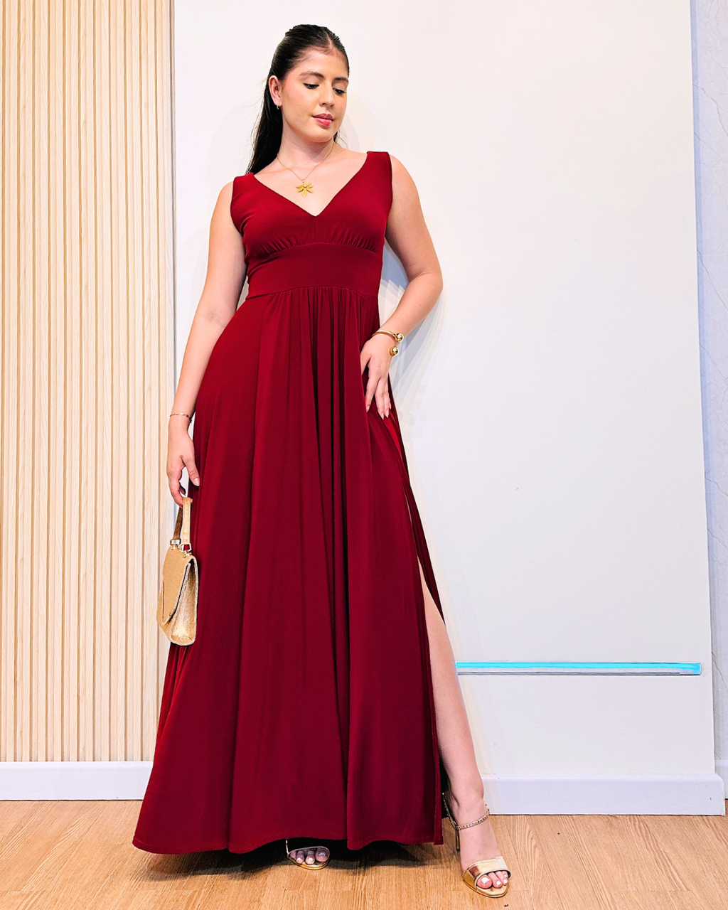 Vestido Velvet Vinotinto