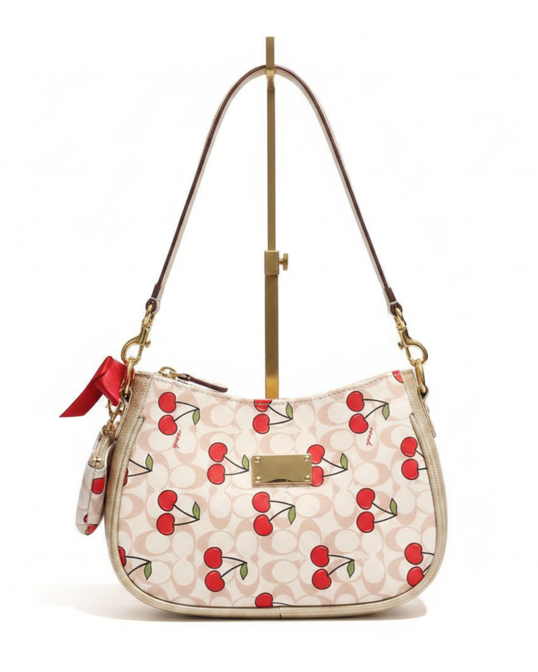 Bolso Estampado Cerezas fondo beige– Cuero Sintético