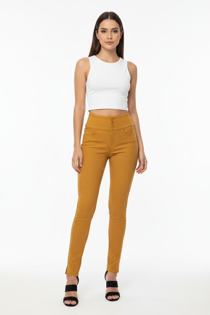 Pantalón Any Mostaza - En Modelo