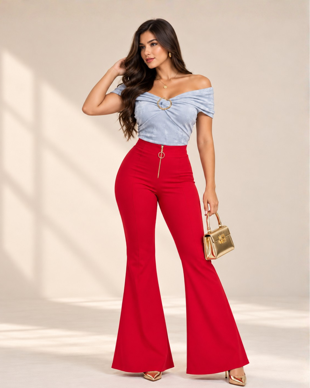 Pantalón bota campana Mariet Rojo