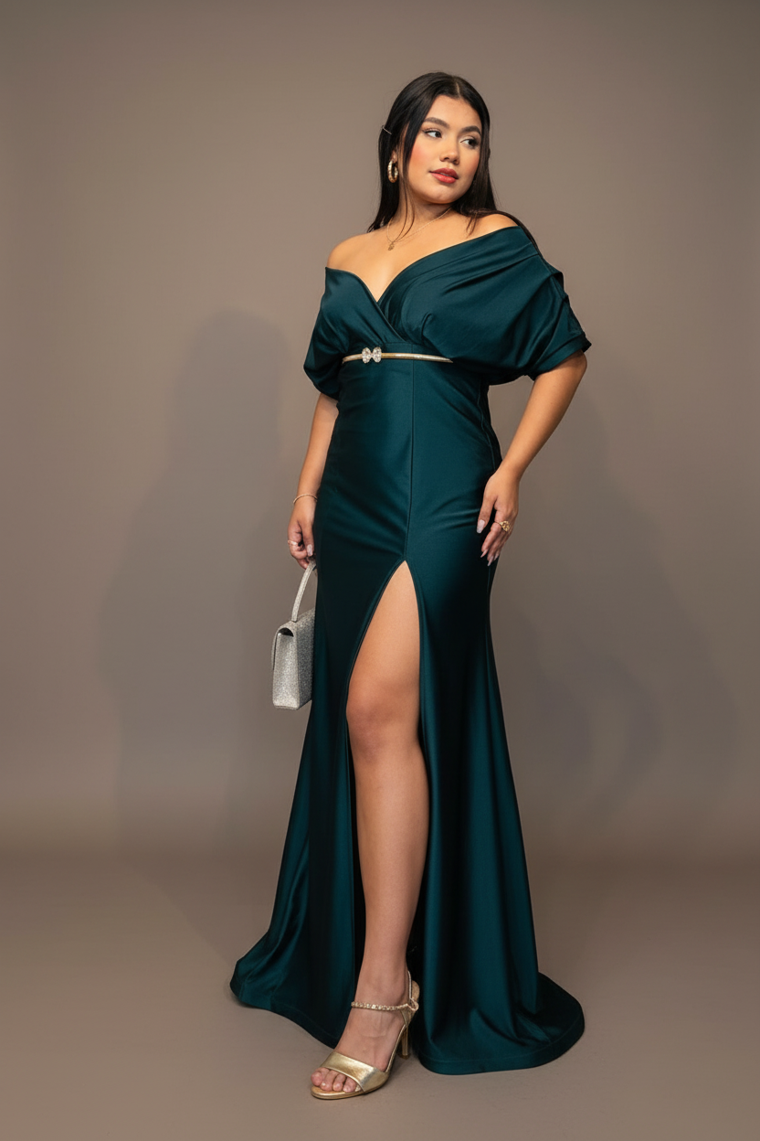 Vestido París Verde Botella - Foto Profesional