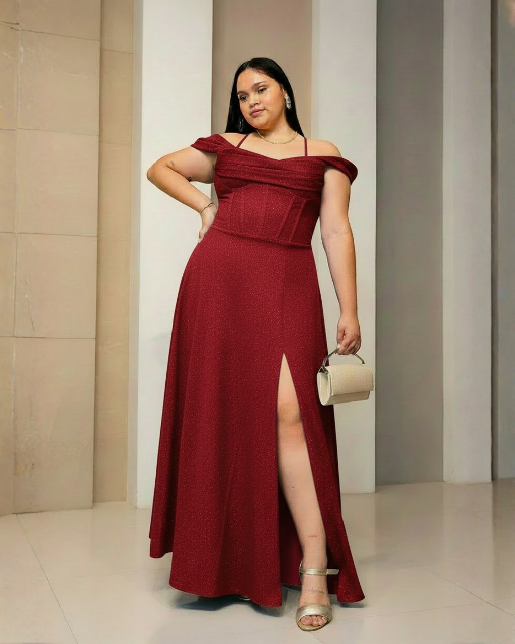 Vestido largo Aurora Vinotinto