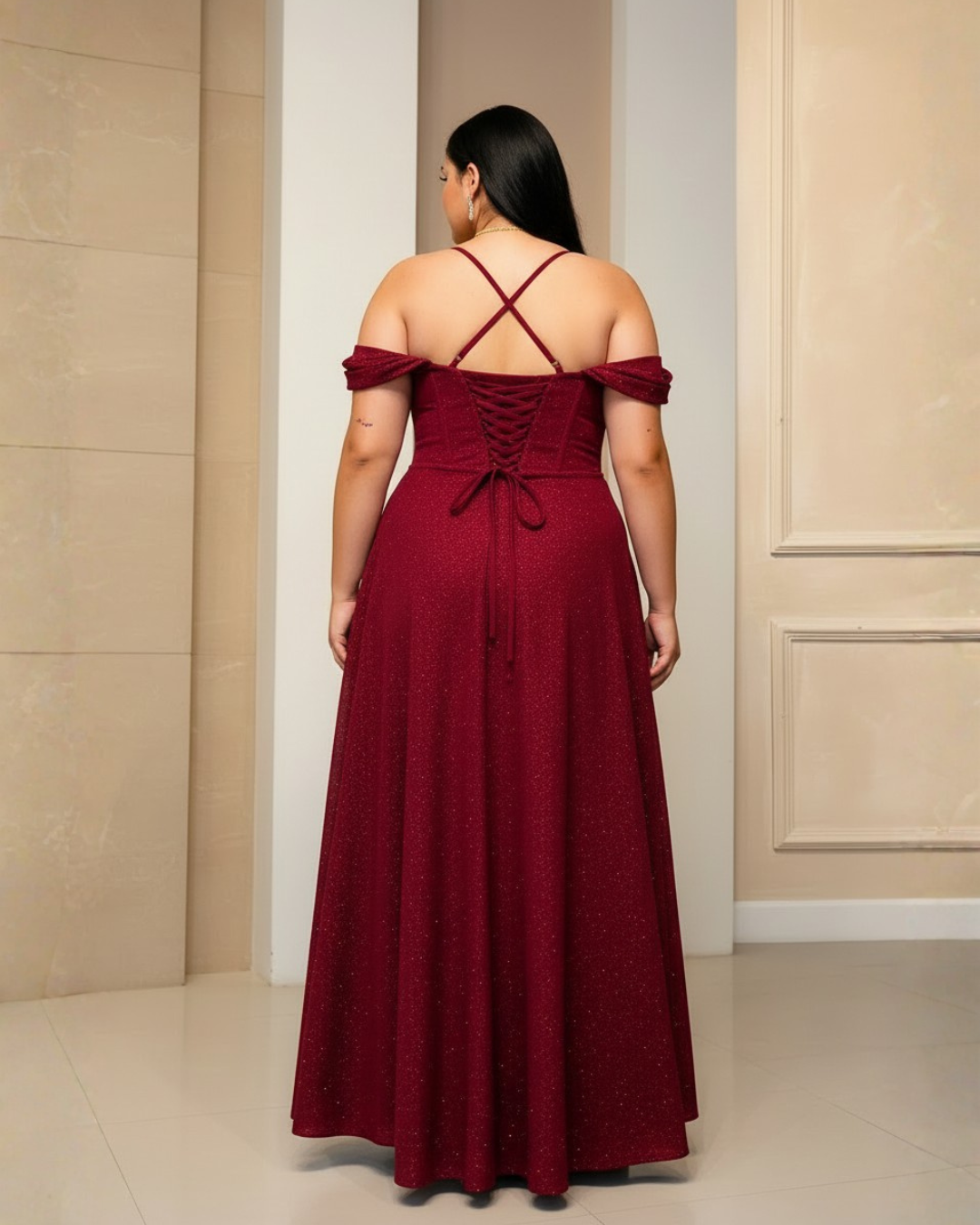 Vestido largo Aurora Vinotinto